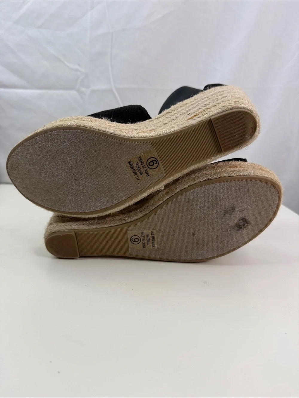 Cityclassified Women’s Size 9 Black Ankle-Strap Espadrille Wedge Sandals EUC